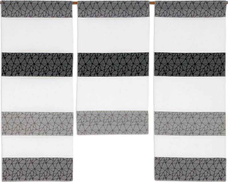 EXPERIENCE Scheibengardine 3er Set Miniflächen Vorhänge Scheibengardine Küchengardine 2292 Weiß Grau Hellgrau, Stangendurchzug (3 St), halbtransparent, Jacquard, 3er Set Flächenvorhänge von EXPERIENCE