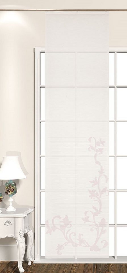 EXPERIENCE Schiebegardine Flächenvorhang Schiebegardine Scheibengardine Eire 60 x 245 cm inkl. Technik (1 St), Paneelwagen, halbtransparent, Scherli, Serie Elfe von EXPERIENCE