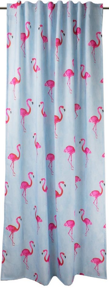 Vorhang Schlaufenschal verdeckte Schlaufe Seitenschal Schlaufenvorhang Flamingo" Blau Pink 140x245 cm, EXPERIENCE, Schlaufen (1 St), blickdicht, Dekostoff, Serie Flamingo" von EXPERIENCE