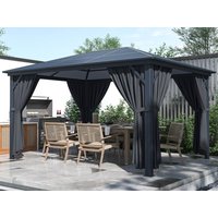 Gartenpavillon aus Aluminium - 3 x 3,95 m - 11,8 m² - Mit Vorhang - RADELA von EXPERTLAND