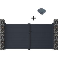 Gartentor Flügeltor Doppeltor mit Torantrieb - 305 x 166 cm - voll - Aluminium - Anthrazit - NAZARIO Gartentor Flügeltor Doppeltor mit Torantrieb - 305 x 166 cm - voll - Aluminium - Anthrazit - NAZARIO von Vente-unique