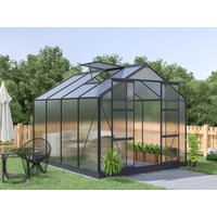 Gewächshaus Polycarbonat - 7,5 m² - Anthrazit - GREENEA II von EXPERTLAND