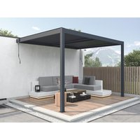 Terrassendach anlehnend bioklimatisch aus Aluminium mit verstellbaren Lamellen - 11,85 m² - MANDELLO von EXPERTLAND