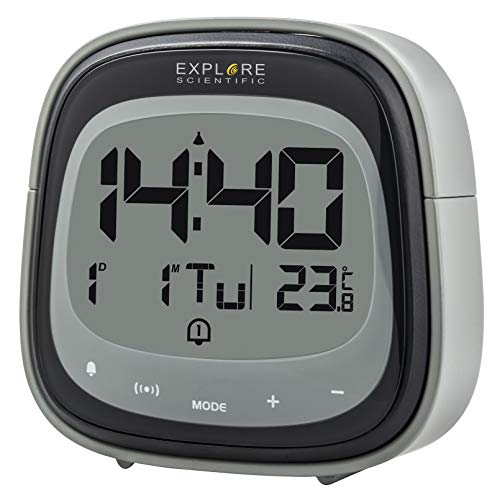 EXPLORE SCIENTIFIC Schwarz RDC-3006 Wecker, Touch-Key, Innentemperatur, Funksteuerung, Kalender, Touch-Steuerung, Dual-Alarm, LCD-Display, Farbe, Schalter, Code 2 von Explore Scientific