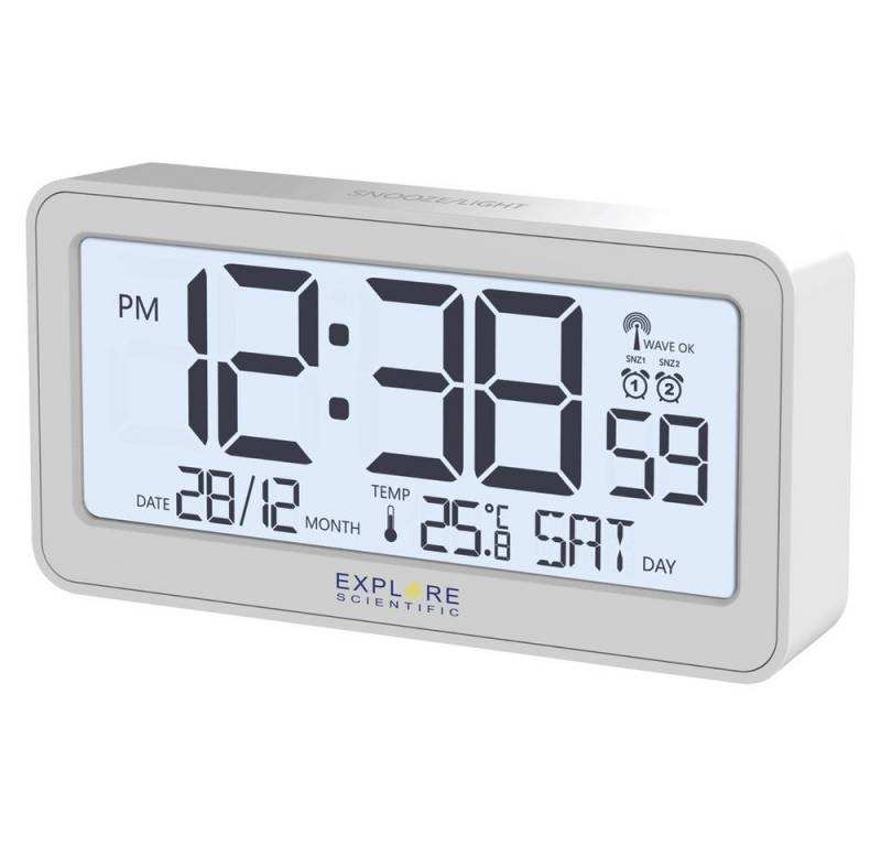 EXPLORE SCIENTIFIC Tischuhr Explore Scientific RDC1000GYE000 Funk Wecker Weiß (matt) Alarmzeiten 2 von EXPLORE SCIENTIFIC