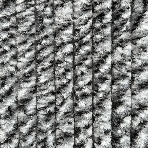 EXPLORER® Flauschvorhang 100x200 cm Wohnwagen Türvorhang für Wohnmobil/Balkontür Vorhang aus Chenille als Insektenvorhang Flausch Fliegenvorhang Camping Terrassen Tür Fliegenschutz Weiß/Grau/Schwarz von EXPLORER