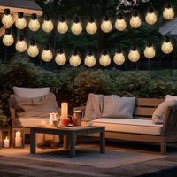 Solar Lichterkette Gartenlampe Außenleuchte 24x led Glühbirnen Terrassenlampe mit Erdspieß, warmweiß, l 660 cm von EXPO BÖRSE