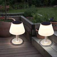 Expo Börse - Solar Tischleuchte led Gartenlampe weiß Balkonleuchte Terrassenlampe, 10x 0,06W kaltweiß DxH 18,5 x 28 cm, 2er Set von EXPO BÖRSE
