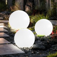 Expo Börse - Solarlampe Solarleuchte Kugelleuchte Gartenlampe Kugellampe Wegeleuchte, Erdspieß IP44 Wetterfest Akku, weiß silber, 4x led warmweiß von EXPO BÖRSE