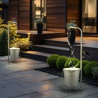 Expo Börse - Solarlampe Wasserhahn 30x led Gartendeko Außenlampe Terrassenlampe, Metall Kunststoff silber, warmweiß, LxH 17x62 cm, 2er Set von EXPO BÖRSE