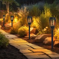 Solarleuchte Feuereffekt Solarfackel Flammeneffekt Gartenleuchte schwarz Fackel, Kunststoff, led Leuchtmittel orange, h 50 cm, 4er Set von EXPO BÖRSE