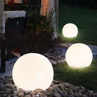 Solarleuchte Kugeln Garten led Gartendeko Solarkugel für Außen Steckleuchte Kugelleuchte, Kunststoff weiß, Leuchtdauer ca. 6-8 Stunden, d 20 cm, 3er von EXPO BÖRSE
