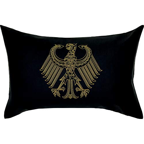 EXPRESS-STICKEREI Adlerwappen Deutschland Kissen mit Bezug & Spruch | Bundesadler Wappen Wohnzimmer Dekokissen mit Füllung Germany Zierkissen Sofakissen groß Polsterüberzug | 40x60cm | schwarz von EXPRESS-STICKEREI