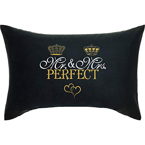 EXPRESS-STICKEREI MR & MRS Perfect Dekoration Modernes Kissen mit Krone Zierkissen für Schlafzimmer Dekokissen mit Füllung | 40x60cm von EXPRESS-STICKEREI