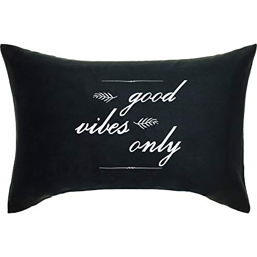 EXPRESS-STICKEREI Good Vibes only | lustiges Dekokissen Bestickt Schlafzimmer Dekoration Wohnzimmer Kissen mit Füllung | Good Vibes Zierkissen Sofakissen Polsterüberzug | 40x60cm | schwarz von EXPRESS-STICKEREI