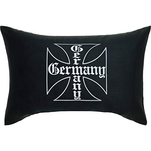 EXPRESS-STICKEREI Kreuz Orden Kissen mit Motiv Germany Kissenbezug gefüllt | Dekokissen mit Füllung Wohnzimmer Sofakissen groß Polsterüberzug Couchkissen | Biker Geschenk | 40x60cm | schwarz von EXPRESS-STICKEREI