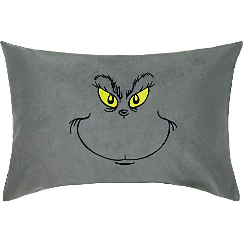 EXPRESS-STICKEREI Lustiges Kissen mit Füllung | Böser Smiley Dekokissen gefüllt Zierkissen Couch-/Sofakissen groß | Anti Weihnachten Polsterüberzug Bestickt | Kinder Geschenk | 40x60cm | grau von EXPRESS-STICKEREI