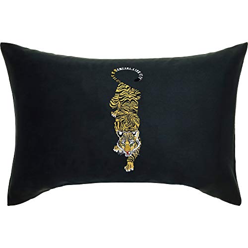 EXPRESS-STICKEREI Tiger Kissen mit Füllung & Motiv Indien Dekoration mit Tiermotiv Bengalischer Tiger Dekokissen Wohnzimmer Zierkissen Sofakissen groß Polsterüberzug | 40x60cm | schwarz von EXPRESS-STICKEREI