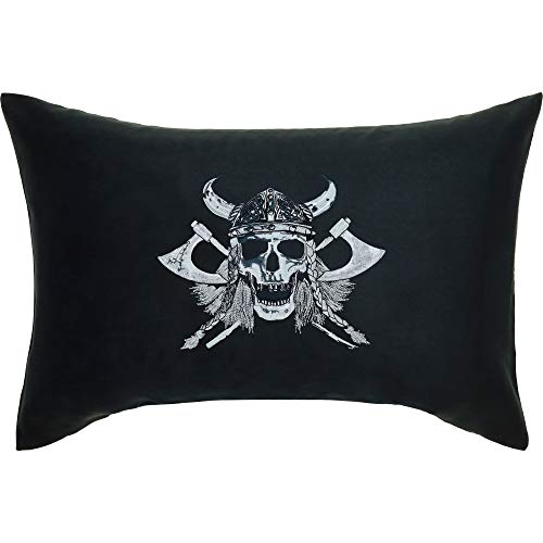 EXPRESS-STICKEREI Wikinger Kissen mit Füllung 40x60cm Totenkopf Wikinger Dekoration Skull Head Vikings Fanartikel Dekokissen Nordmann von EXPRESS-STICKEREI