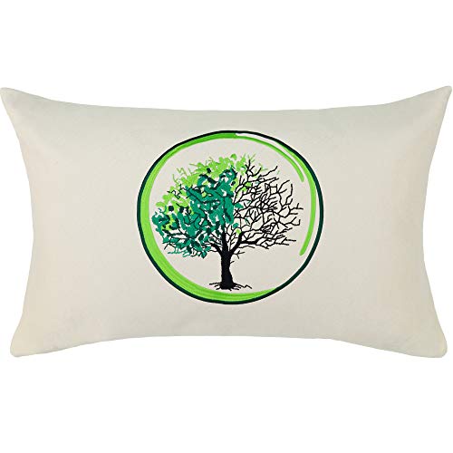 EXPRESS-STICKEREI Yoga Kissen Baum des Lebens Kissen mit Füllung 40x60cm Buddhismus Dekoration Energie & Harmonie Sofakissen Wohnzimmer Dekokissen Zierkissen Couchkissen Polsterüberzug | beige von EXPRESS-STICKEREI