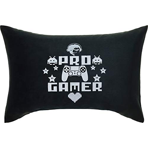 PRO Gamer Kissen 40x60cm Gamer Zocker Kissen lustiges Einweihungsgeschenk Wohnzimmer Dekokissen mit Füllung Computerspiel Zierkissen mit Stickerei Sofakissen | schwarz von EXPRESS-STICKEREI