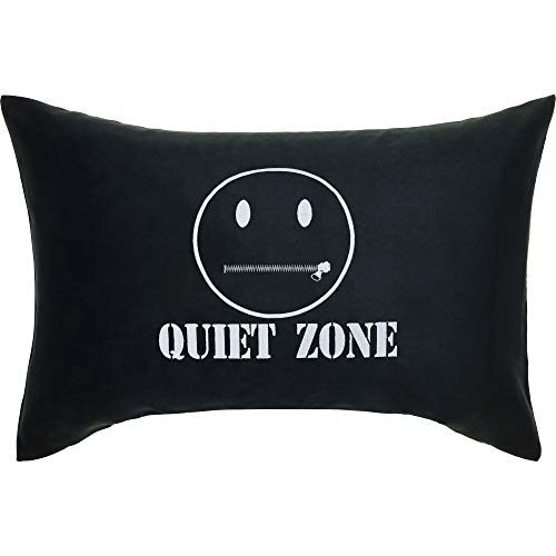 Quiet Zone Kissen mit lustigem Spruch 40x60cm lustiges Einweihungsgeschenk Wohnzimmer Dekokissen mit Füllung Zierkissen mit Stickerei Couchkissen Gamer Sofakissen | schwarz von EXPRESS-STICKEREI