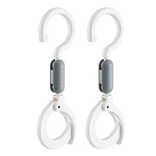 1/2 Stück Haken Clips 360 Grad drehbar Kleiderbügel verstellbares Zubehör hohe Tragfähigkeit Baby Haken Clips zum Aufhängen von Wickeltasche, Einkaufskorb in der Garage, strapazierfähig von EXQIOUR