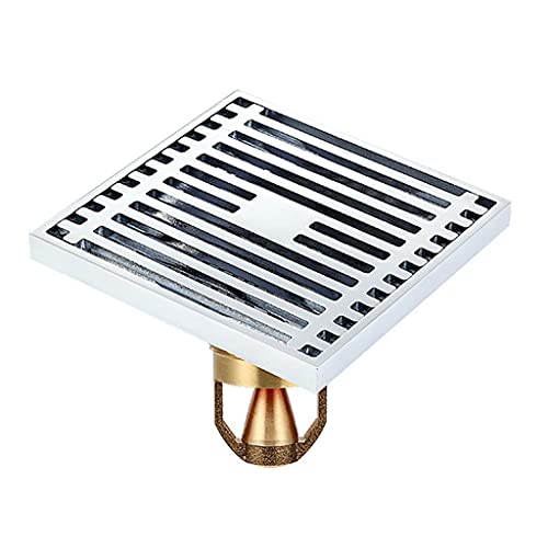 Doppelschichtiger Filter Messing Bodenablauf Metallsieb Quadratische Abdeckung für Küche Bad Garage Balkon Garage Dusche Haarfänger Keller Quadratisch Rückflussverhinderer von EXQIOUR