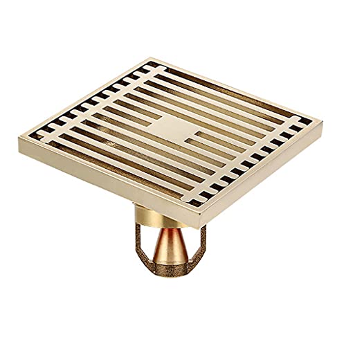 Doppelschichtiger Filter Messing Bodenablauf Metallsieb Quadratische Abdeckung für Küche Bad Garage Balkon Garage Dusche Haarfänger Keller Quadratisch Rückflussverhinderer von EXQIOUR
