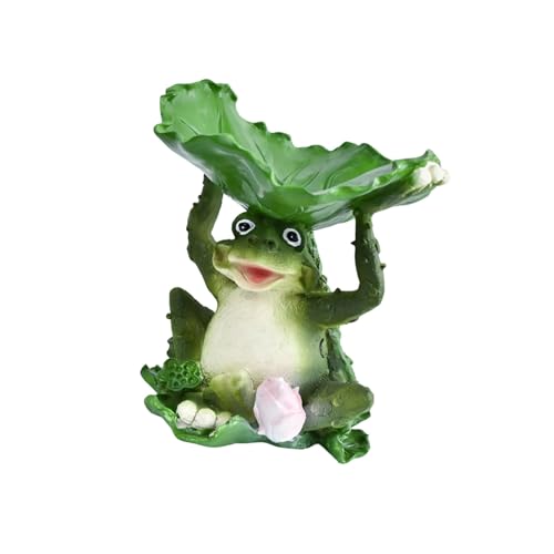 Frösche Vogelfutterstation Figur Harz Statue Skulptur Fütterungsstatin für Gartenliebhaber, ideal für den Außenbereich, Balkon, Harz Frösche Statue von EXQIOUR