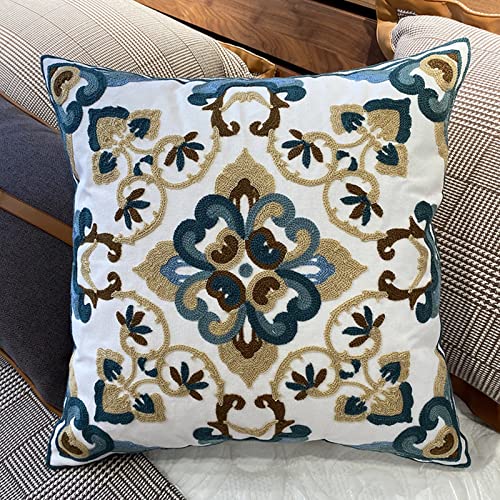 2er Set Stickerei Kissenbezug 45 x 45 cm Kopfkissenbezug mit Verstecktem Reißverschluss, Moderne Super Baumwolle Mikrofaser Bequemer Kissenhüllefür Wohnzimmer Sofa Schlafzimmer Boho Dekor (K2) von EXQUILEG