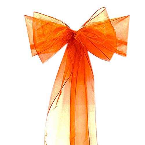 EXQUILEG 25x Organza Stuhl Band Stuhlschleifen Stuhl Schärpen für Stuhl Dekoration in die Geburtstag Bankett-Hochzeit Party (Orange) von EXQUILEG