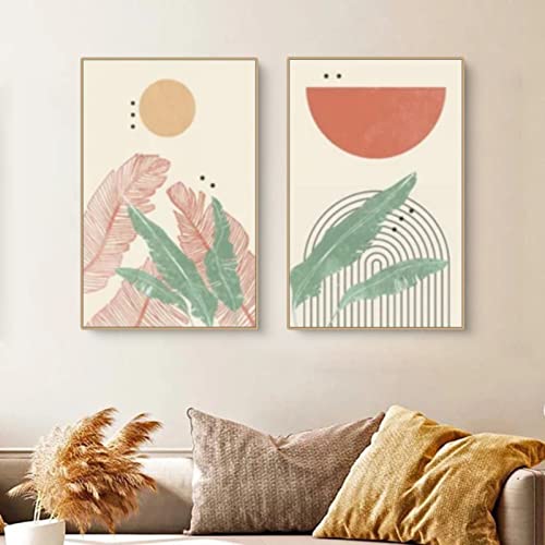 EXQUILEG 2er Design Poster Set, Boho Abstrakt Pflanze Blumen Leinwand Bilder, Ohne Rahmen Poster Set Leinwand Kunstposter Wanddeko für Wohnzimmer Schlafzimmer (50 * 70cm) von EXQUILEG