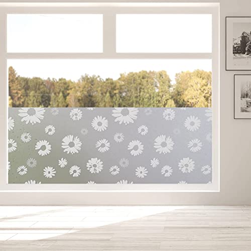 EXQUILEG 3D Sonnenblume Fensterfolie Fensterdeko Milchglasfolie Sichtschutzfolie Fensterfolie Sichtschutz Folie Fenster Selbstklebend für Badezimmer Schlafzimmer Küche (45cmx200cm) von EXQUILEG