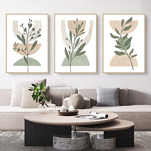 EXQUILEG 3er Poster Set, Boho Abstrakt Pflanze Blumen Leinwand Bilder,Premium Abstrakte Leinwandbilder, Moderne Bilder für Wohnzimmer Schlafzimmer, Ohne Rahmen (21 * 30cm,A) von EXQUILEG