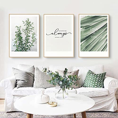 EXQUILEG 3er Poster Set, Wandbilder Grüne Blätter Pflanze,Moderne Premium Poster Set für Wohn-Schlafzimmer Wandeko, Ohne Rahmen (40x50cm) von EXQUILEG