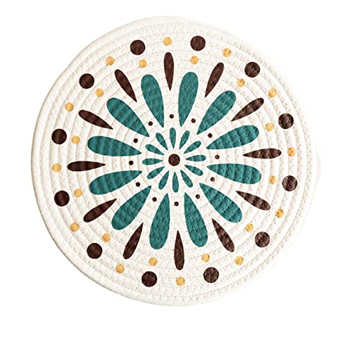 4er-Set Boho-Tischsets, Rund Geflochtene Tischsets Abwaschbar Platzdeckchen Hitzebeständig Schmutzabweisend für Esstisch, Küche (A,30CM) von EXQUILEG
