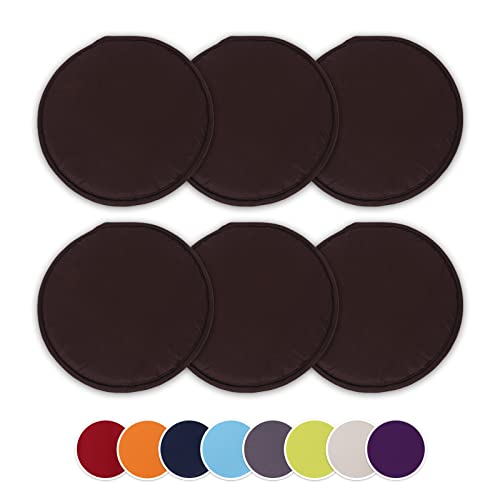 EXQUILEG 6er Set Stuhlkissen Sitzkissen, Sitzauflage Baumwolle Rund Stuhlkissen Waschbarekissen Auflage Kissen für Stühle Indoor Outdoor Sitzkissen (Kaffee,6er Set) von EXQUILEG