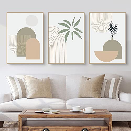 EXQUILEG Boho Abstrakt Pflanze Blumen Leinwand Bilder,Modern Bilder Wandbilder, Ohne Rahmen Leinwand Kunstposter Wanddeko 3er Design Poster Set für Wohnzimmer Schlafzimmer (50 x 70 cm) von EXQUILEG