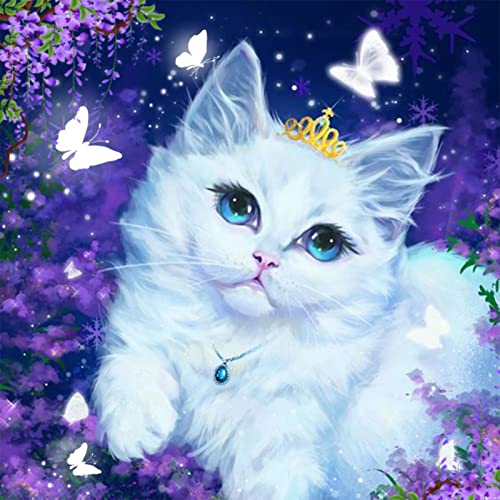 EXQUILEG Diamond Painting Katze, DIY 5D Katze Diamant Painting Kit, Diamant Painting Kinder Erwachsene, Diamond Painting Bilder für Haus Büro Wand Und Eingang Dekoration (30x40cm) von EXQUILEG