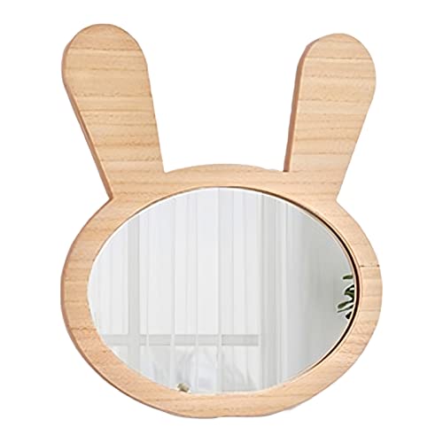 EXQUILEG Hölz-Hase Karikatur Spiegel Aufkleber, Süßer Bär Spiegel mit Holz Kinderzimmer Spiegel Wandspiegel Wandsticker Hängespiegel Wanddeko Dekorativer Schminkspiegel (Hase 40x36cm) von EXQUILEG