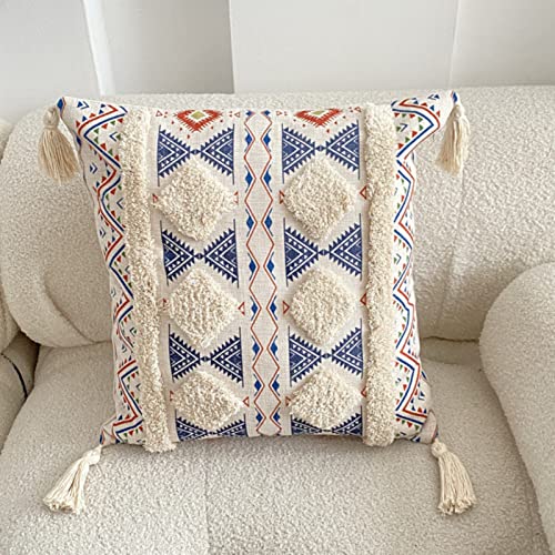 EXQUILEG Kissenbezüge 45X45cm Boho Kissenbezug Mit Quasten Moderne Stickerei Kissenhüllen Dekorative Sofakissen Dekokissen Weicher Zierkissenbezug für Wohnzimmer Sofa Schlafzimmer Boho Dekor (C) von EXQUILEG