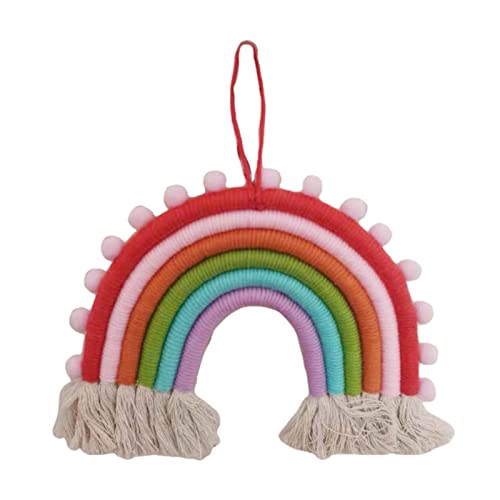 EXQUILEG Makramee Regenbogen Wandbehang Boho Room Decor Handgewebte Tapisserie Kinder Wand Dekoration Makramee Wandverzierung Bunter Wandteppich Seil Gewebt Quast (B) von EXQUILEG