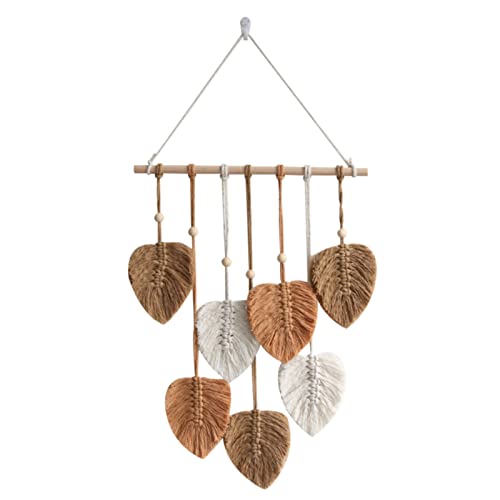 EXQUILEG Makramee Wandbehang Handgemacht Wohnungs Dekorationen Boho Makramee Wandteppich Gewebte Wandbehang Blatt Feder Wanddeko (Khaki) von EXQUILEG