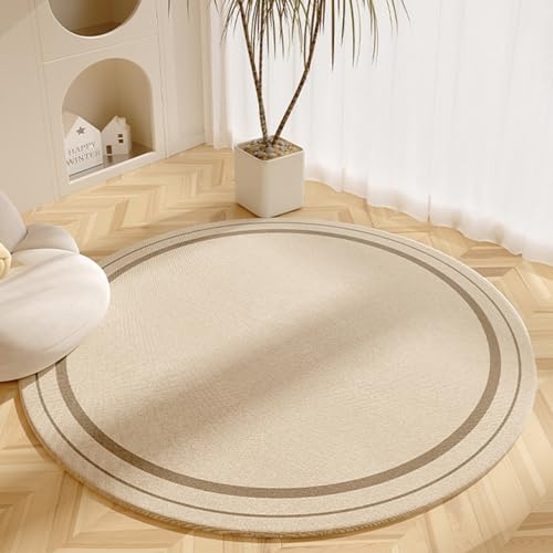 EXQUILEG Outdoor Teppich RUND - Innen und Außenbereich Teppich - Kurzflor 3D-Effekt Bogen Wetterfest UV-beständig - Kurzer Plüsch Schwarz Geometrie Streifen Terrassen Runder (1,100 * 100cm) von EXQUILEG
