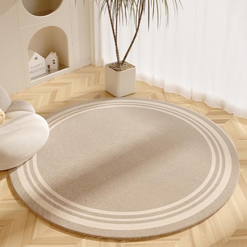 EXQUILEG Outdoor Teppich RUND - Innen und Außenbereich Teppich - Kurzflor 3D-Effekt Bogen Wetterfest UV-beständig - Kurzer Plüsch Schwarz Geometrie Streifen Terrassen Runder (8,100 * 100cm) von EXQUILEG