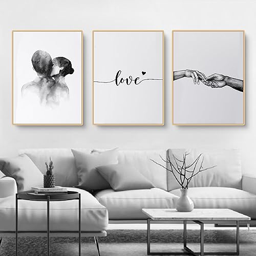 EXQUILEG Premium Poster Set, 3er Bilder Set, Love, Stilvolle Home Deko Für Schlafzimmer Und Wohnzimmer | Einfach Moderne Kunst | Gemaltes Bild, Ohne Bilderrahmen (21 * 30cm) von EXQUILEG
