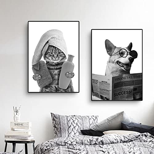 EXQUILEG Premium Poster Set, Tier Wand Kunst Drucke, 2er Set Schwarz-Weiß Tier Poster für Schlafzimmer Wohnzimmer Modern Deko, Kein Rahme (50 * 70cm) von EXQUILEG