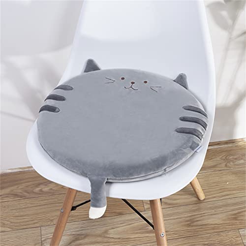 EXQUILEG Stuhl Sitzkissen Kissen Dekor, niedlichen Tier Runden Kissen Tatami Sitzkissen, Stuhlkissen Gartenkissen, Runde Sitzauflage Home Deko 40cm (Graue Katze) von EXQUILEG