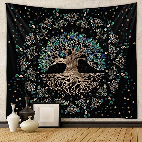 EXQUILEG Wald Baum Wandteppiche, Wandtuch Psychedelic Vintage Boho Bäume für Raumdekoration, Wanddekorationskunst (130 * 150cm) von EXQUILEG